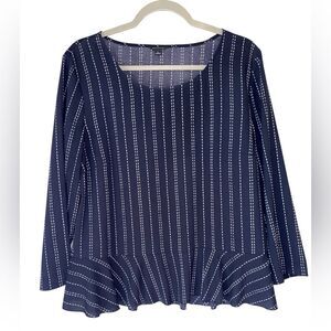 Ann Taylor Women’s Size Large Navy Blue Striped Women's Top 3/4 Sleeve